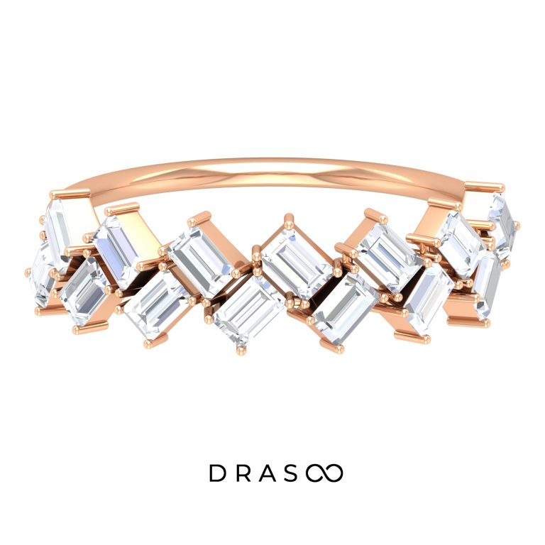 1.50 CT Baguette Cut Moissanite Braided Half Eternity Ring