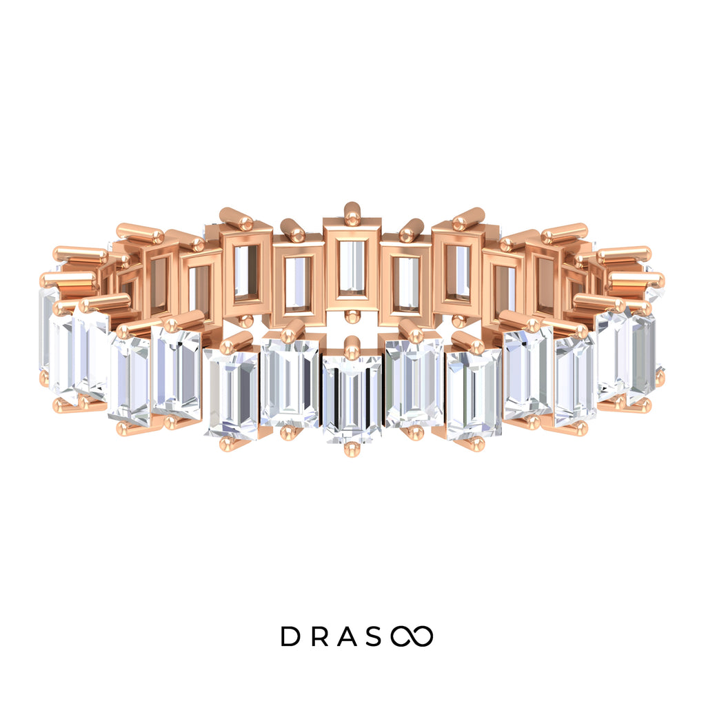 3.25 CT Baguette Shape Moissanite Uneven Eternity Ring For Women