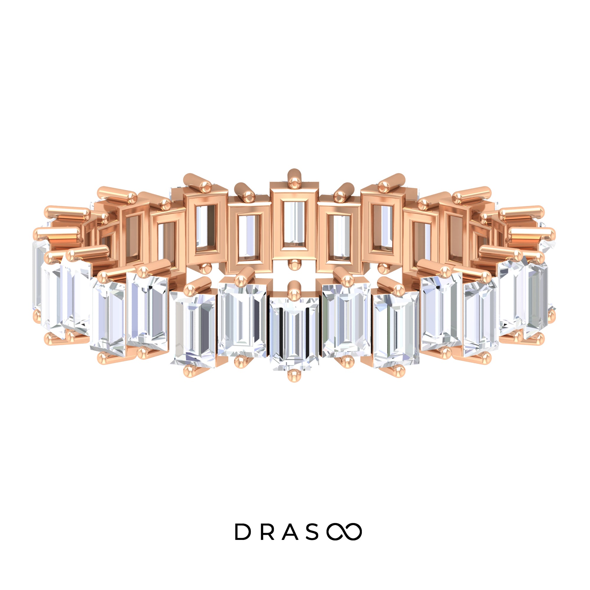 3.25 CT Baguette Shape Moissanite Uneven Eternity Ring For Women