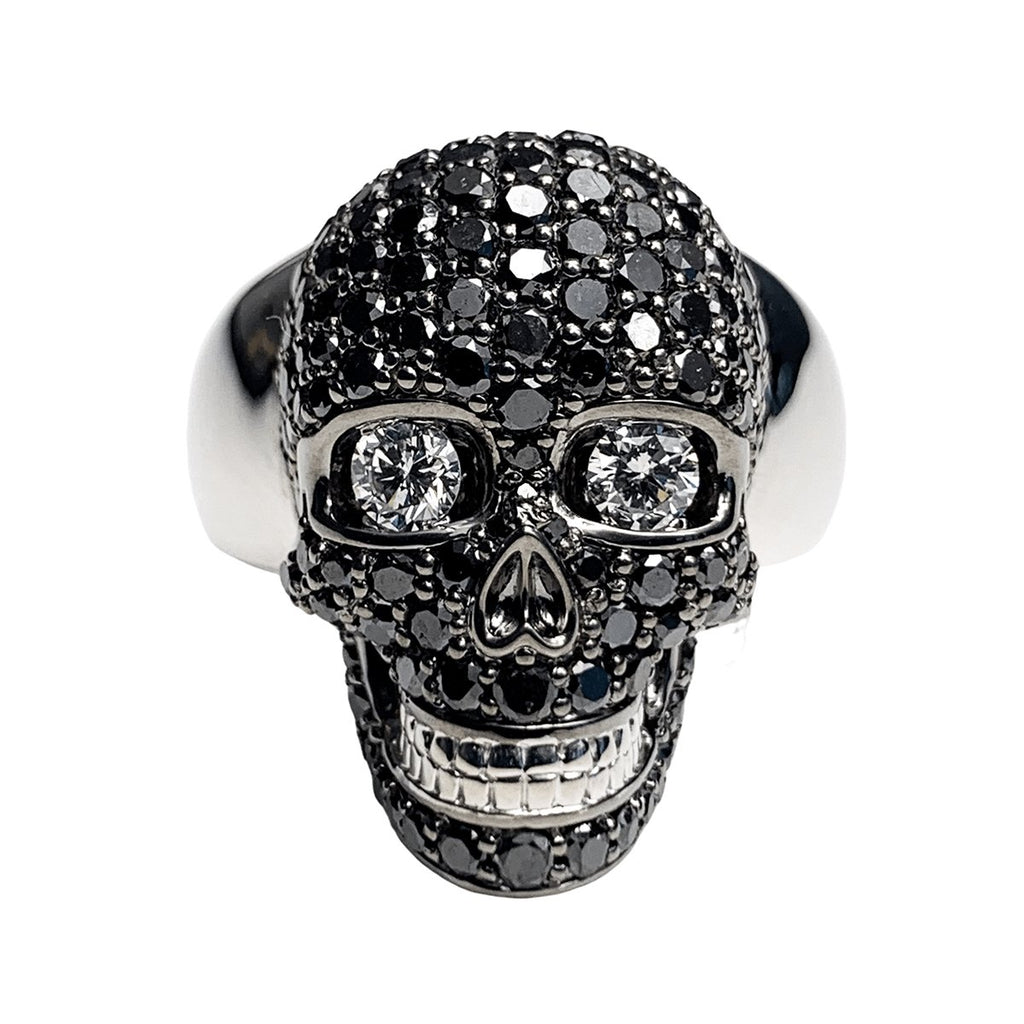 GOLD SKULL RING – 3.5CT BLACK DIAMOND