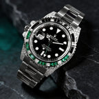 Rolex GMT-Master II 40 mm – Oystersteel – "Sprite" Custom Diamond-Set with Green/Black Gemstone Bezel