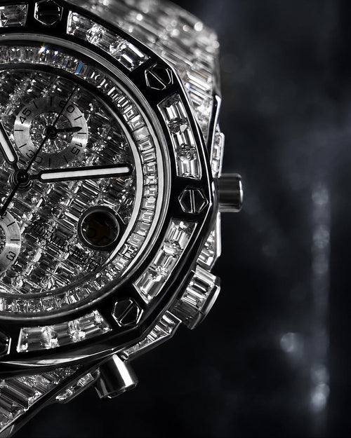 Audemars Piguet – Royal Oak Offshore 42 mm – Full Custom 18k White Gold set with VVS/VS Baguette Diamonds
