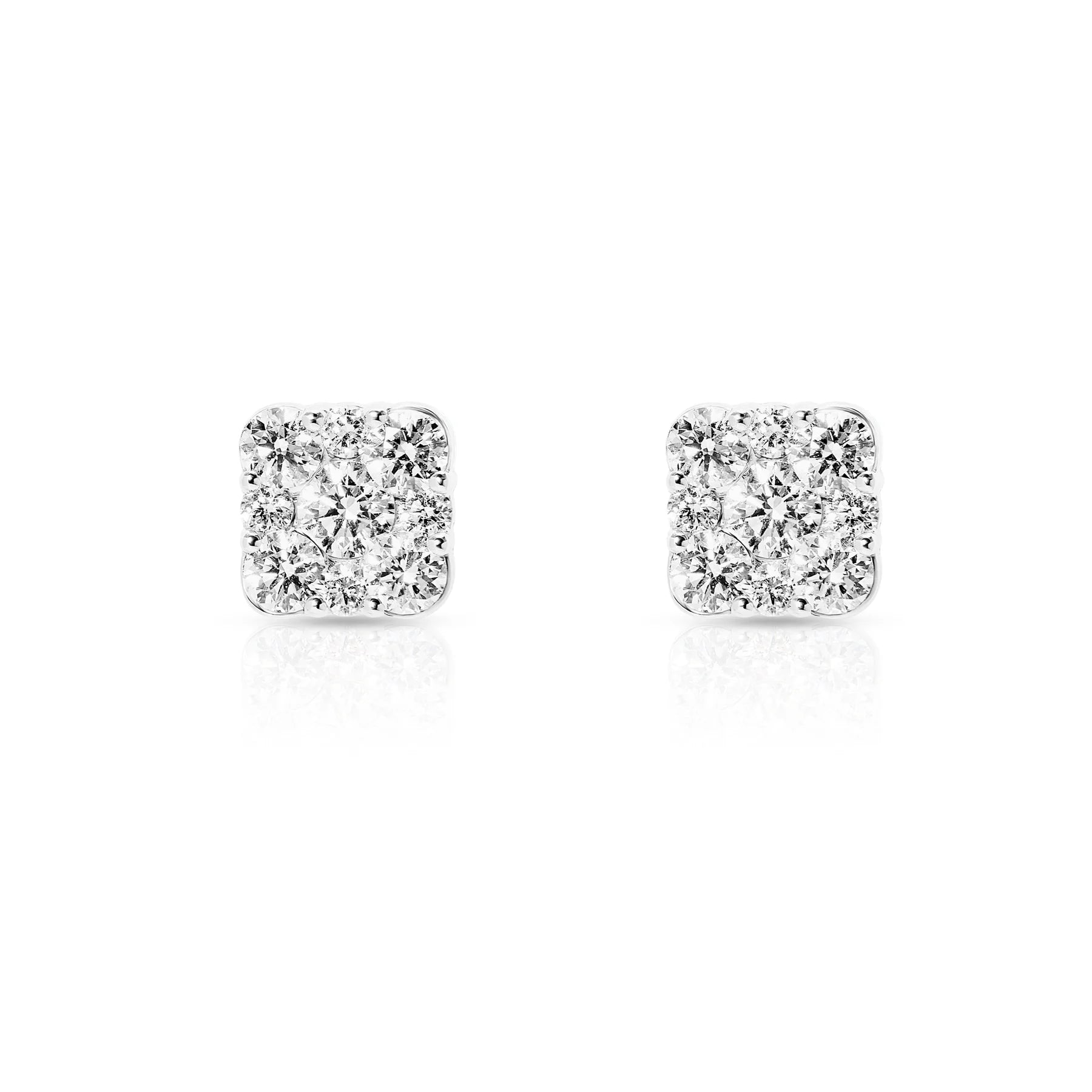 ROUND DIAMOND CLUSTER SQUARE EARRINGS