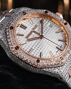 Audemars Piguet – Royal Oak 34 mm – Stainless Steel & Rose Gold – Silver "Grande Tapisserie" Dial – Custom Diamond-Set
