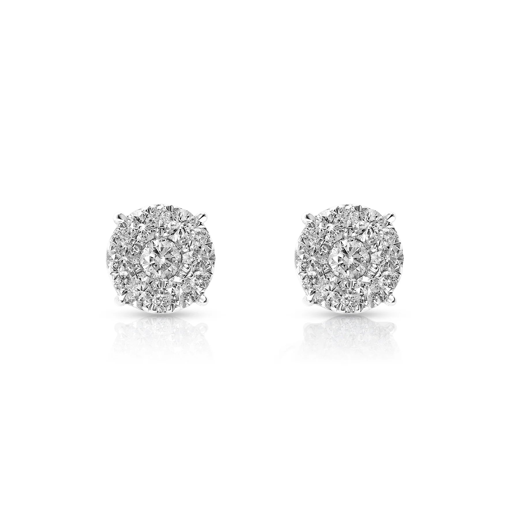 ROUND DIAMOND CLUSTER EARRINGS