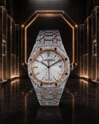 Audemars Piguet – Royal Oak 34 mm – Stainless Steel & Rose Gold – Silver "Grande Tapisserie" Dial – Custom Diamond-Set