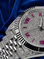 Rolex Datejust 41 – Oystersteel & White Gold – Custom Diamond-Set with Ruby Covert Dial – Jubilee