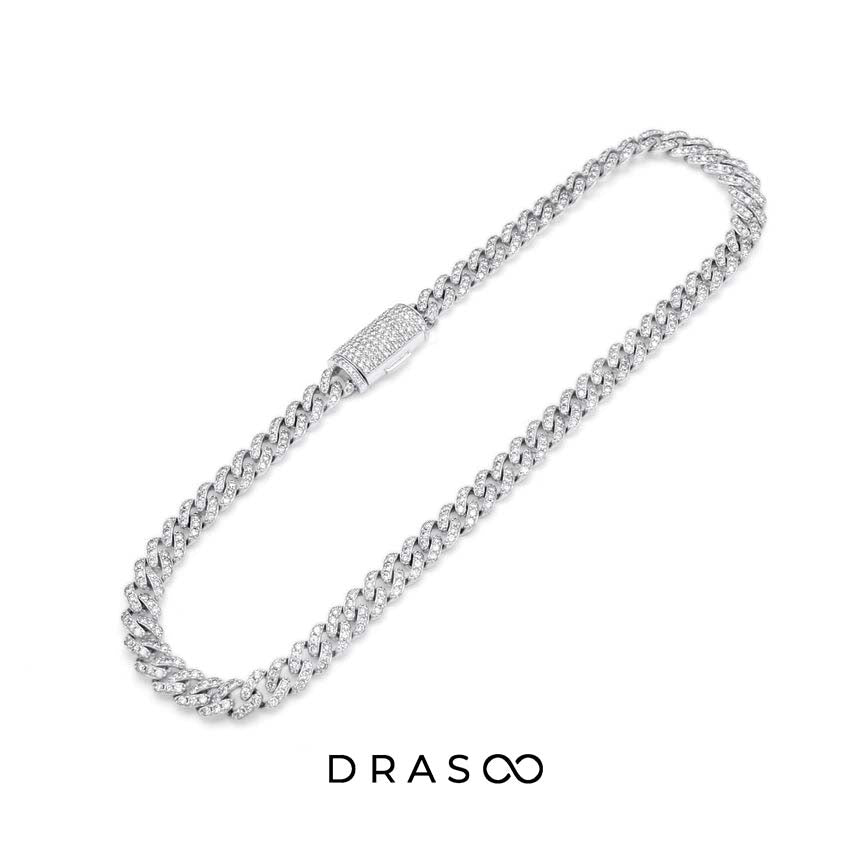 14K White Gold Cuban Chain Choker 8mm 14Ctw