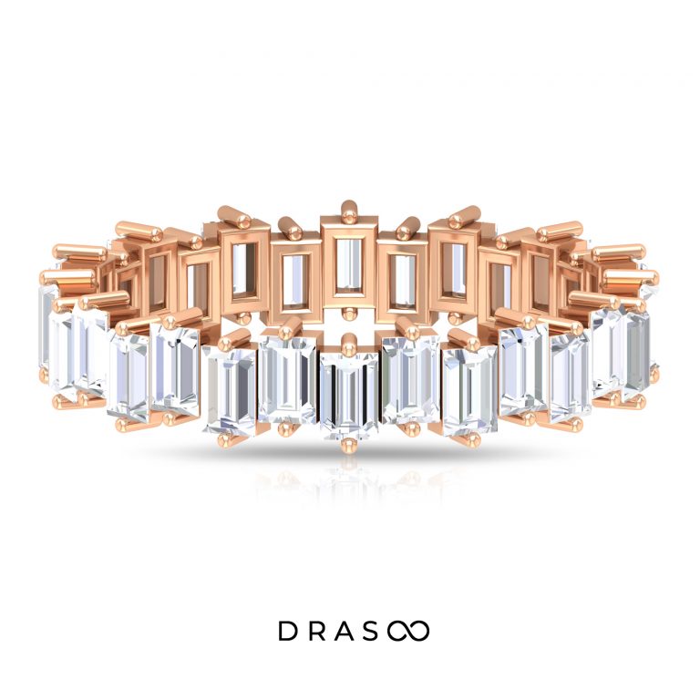 3.25 CT Baguette Shape Moissanite Uneven Eternity Ring For Women