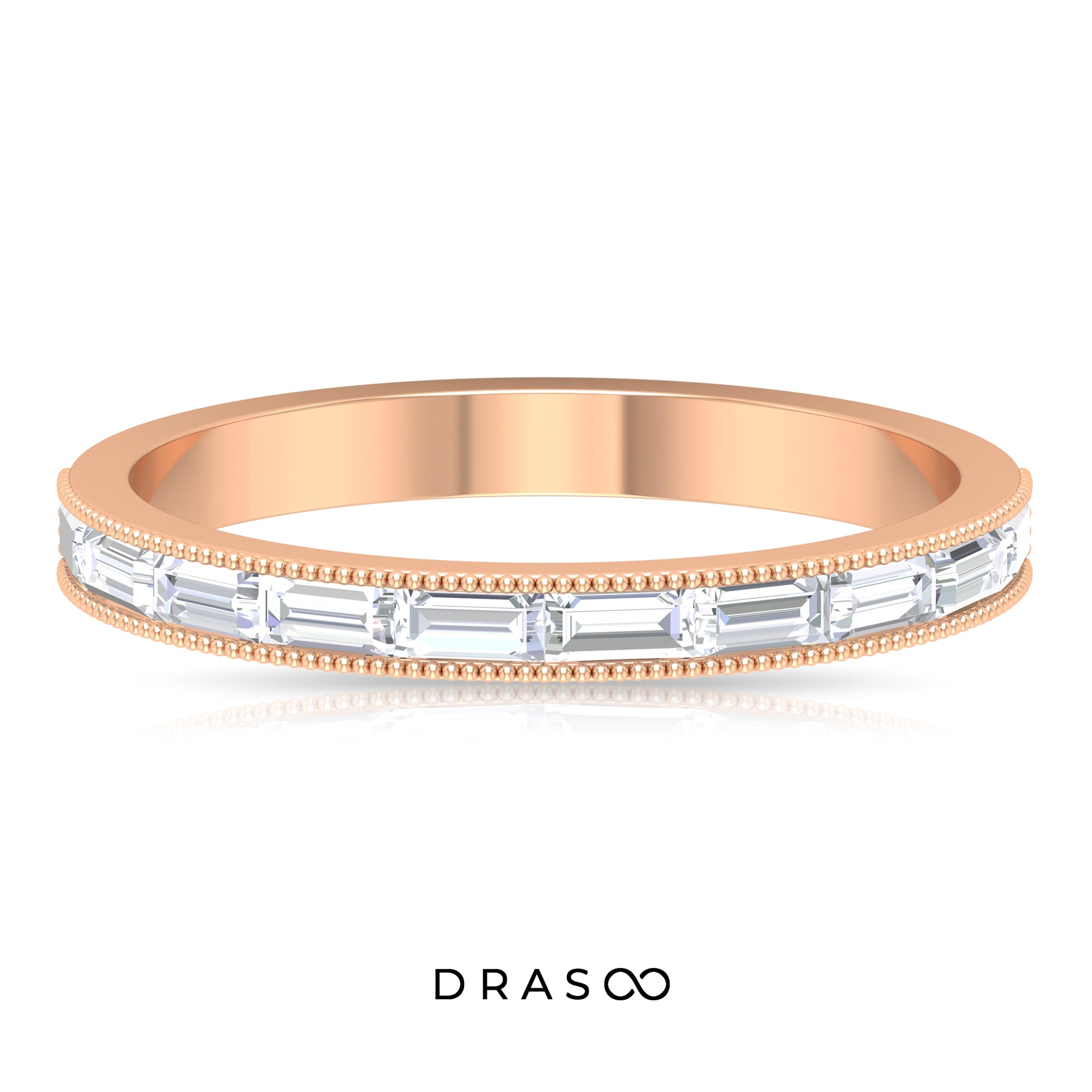 1/2 CT Moissanite East West Band Ring with Milgrain Details