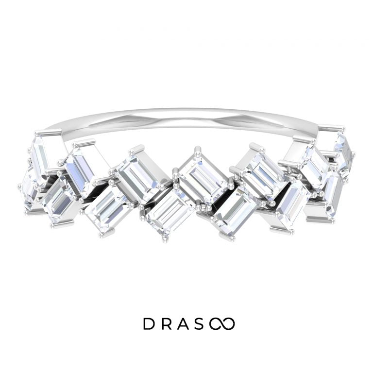 1.50 CT Baguette Cut Moissanite Braided Half Eternity Ring