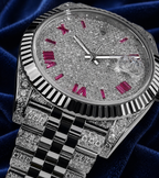 Rolex Datejust 41 – Oystersteel & White Gold – Custom Diamond-Set with Ruby Covert Dial – Jubilee