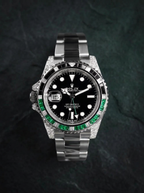 Rolex GMT-Master II 40 mm – Oystersteel – "Sprite" Custom Diamond-Set with Green/Black Gemstone Bezel