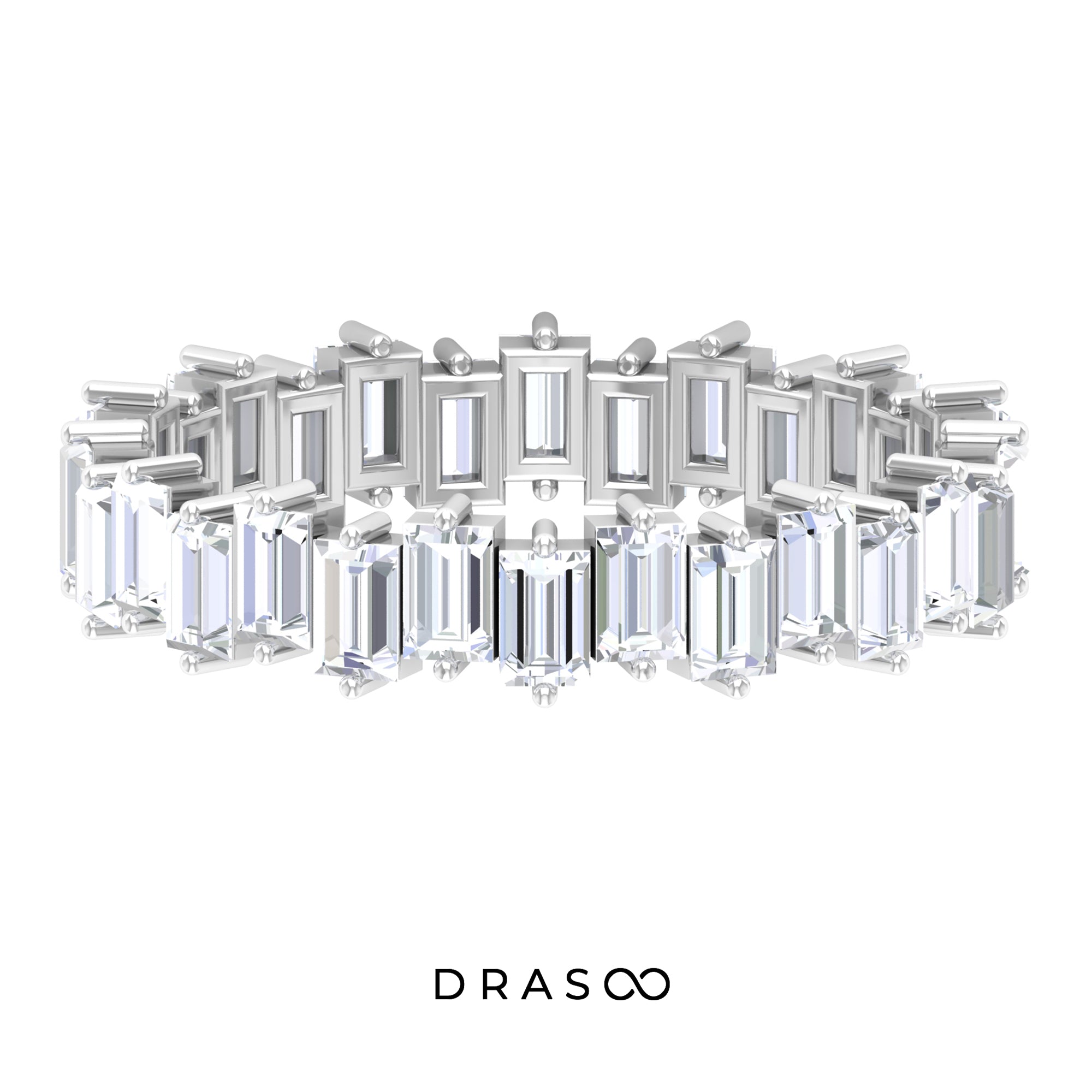 3.25 CT Baguette Shape Moissanite Uneven Eternity Ring For Women