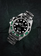 Rolex GMT-Master II 40 mm – Oystersteel – "Sprite" Custom Diamond-Set with Green/Black Gemstone Bezel