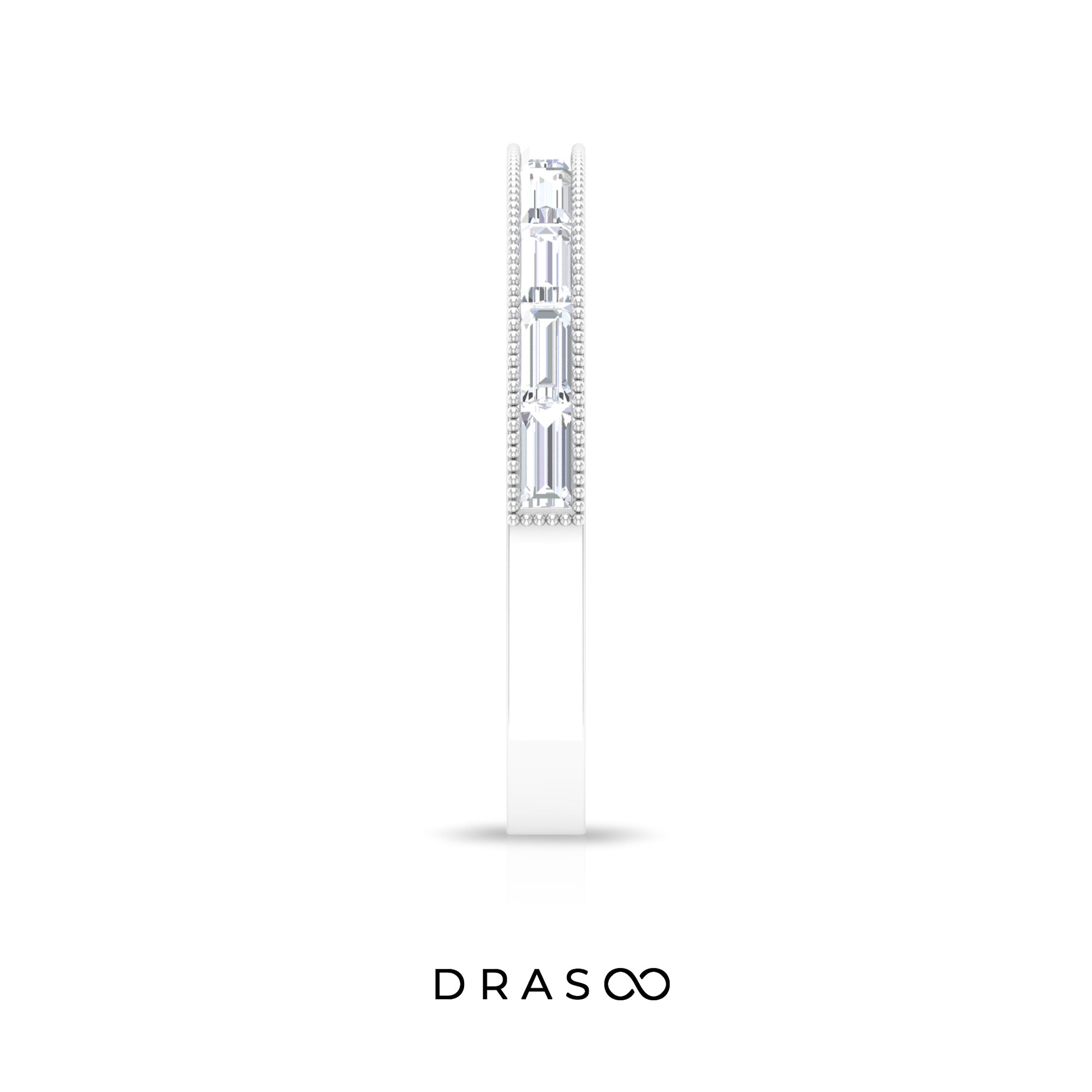 1/2 CT Moissanite East West Band Ring with Milgrain Details