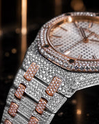Audemars Piguet – Royal Oak 34 mm – Stainless Steel & Rose Gold – Silver "Grande Tapisserie" Dial – Custom Diamond-Set