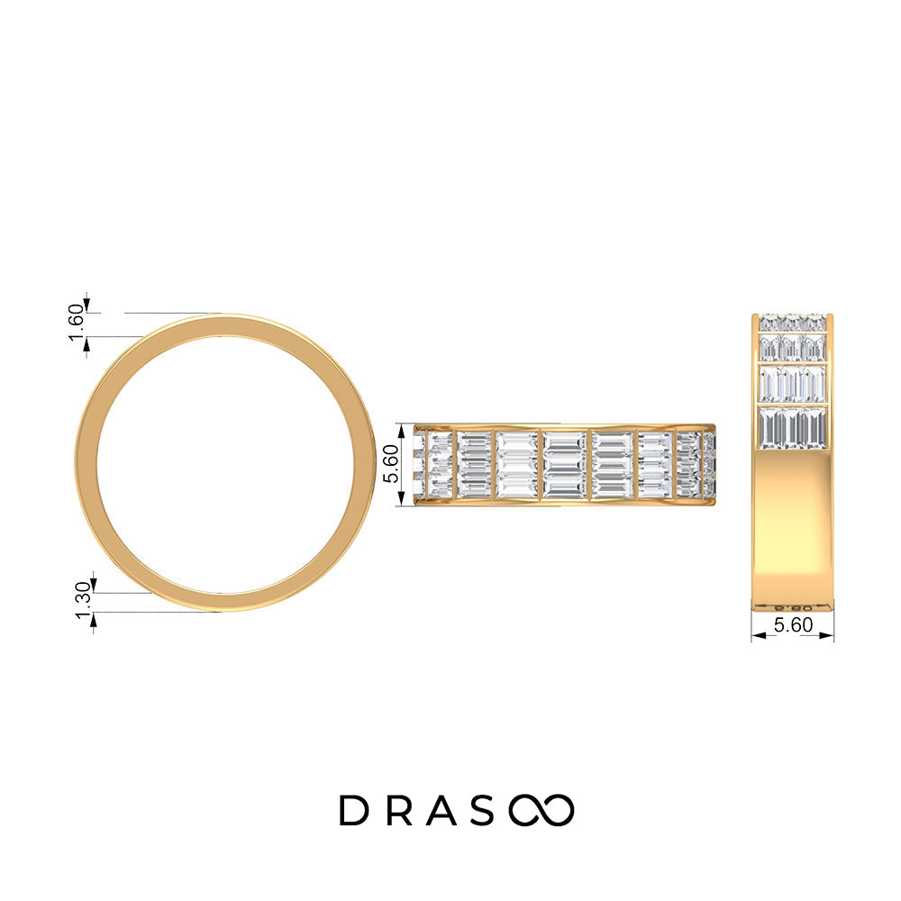 1.75 CT Wide 3 Row Eternity Moissanite Band