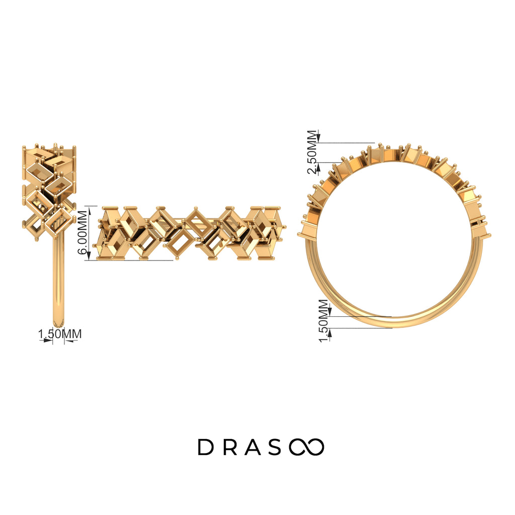 1.50 CT Baguette Cut Moissanite Braided Half Eternity Ring