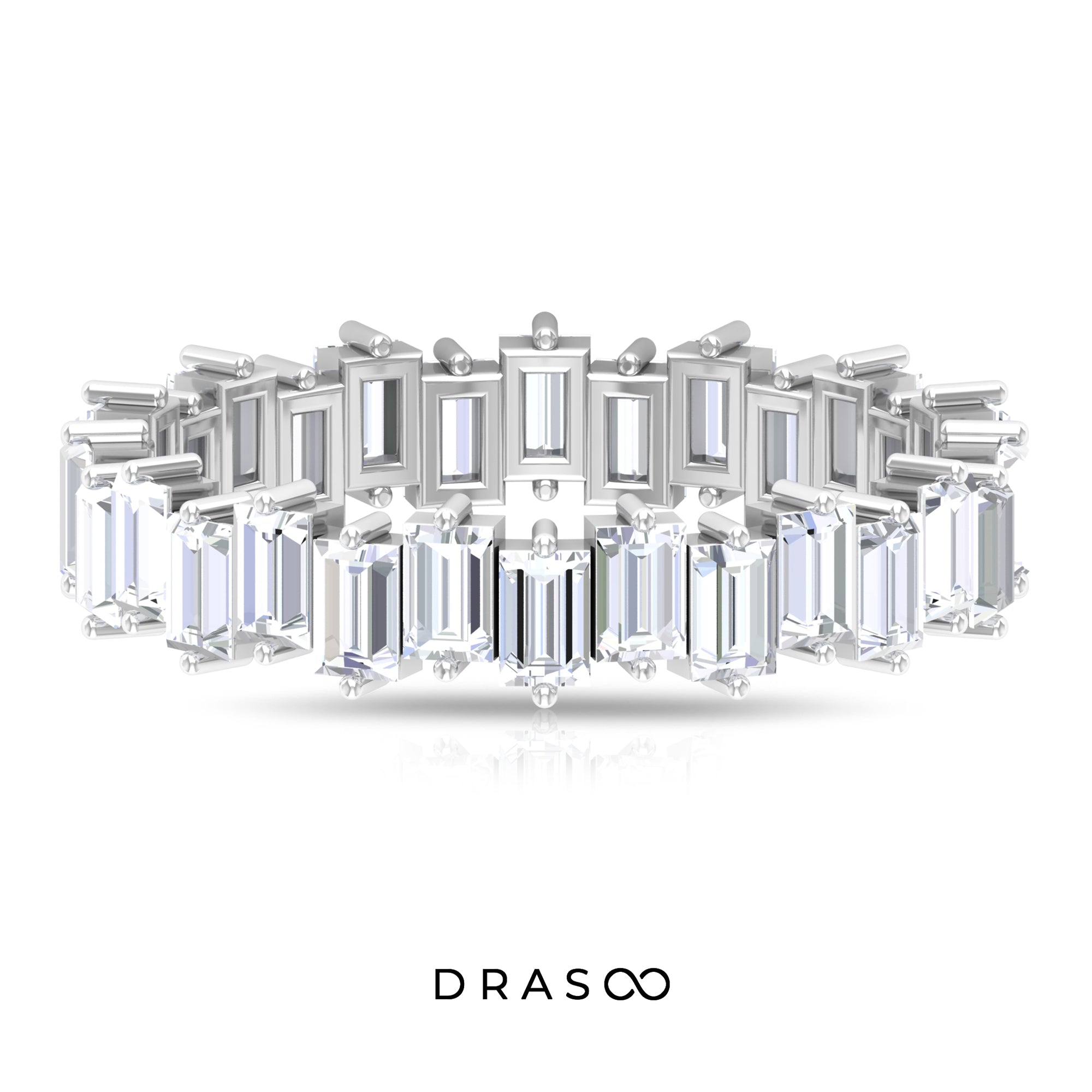 3.25 CT Baguette Shape Moissanite Uneven Eternity Ring For Women