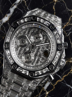 Audemars Piguet – Royal Oak Offshore 42 mm – Full Custom 18k White Gold set with VVS/VS Baguette Diamonds