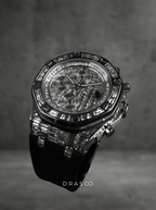 Audemars Piguet – Royal Oak Offshore 42 mm – Full Custom 18k White Gold set with VVS/VS Baguette Diamonds – Black Rubber Strap