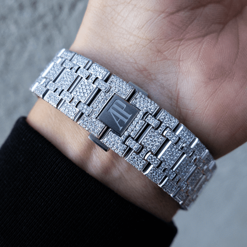 SELFWINDING 41 – STEEL – CUSTOM PAVÉ DIAMOND SET (BLACK GRANDE TAPISSERIE)