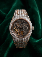 Audemars Piguet – Royal Oak Skeleton 41mm – Full Custom 18k Rose Gold set with VVS/VS Baguette Diamonds