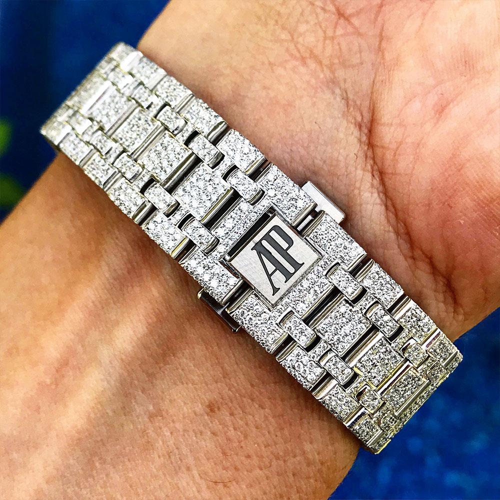 AUDEMARS PIGUET – ROYAL OAK 41 – STEEL – CUSTOM PAVÉ DIAMOND SET (ARABIC)