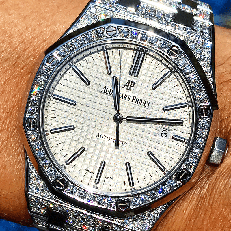 AUDEMARS PIGUET – ROYAL OAK 41 – STEEL – CUSTOM DIAMOND SET