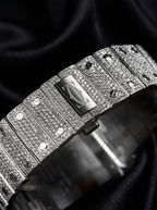 Cartier Santos Large – Steel – Custom Diamond-Set with White Roman Dial – Blue Swords