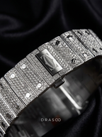 Cartier Santos Large – Steel – Custom Diamond-Set with White Roman Dial – Blue Swords