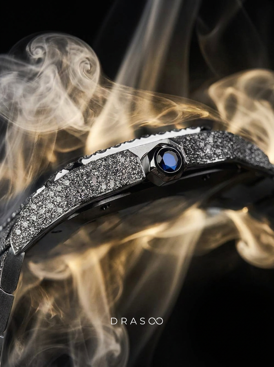 Cartier Santos Large – Steel – Fully Custom Diamond-Set with Roman Numerals & Blue Swords
