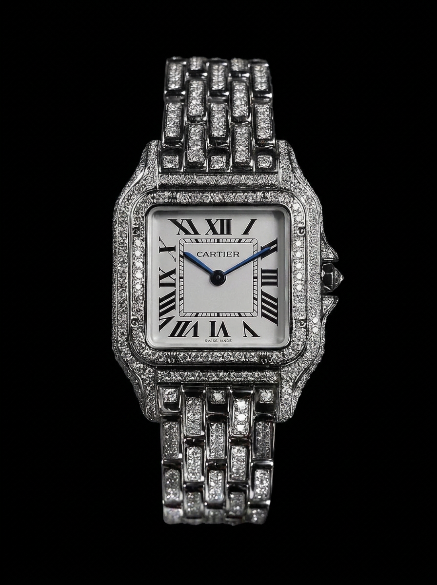 Cartier Panthère Medium – Steel – Quartz Movement – Custom Diamond-Set