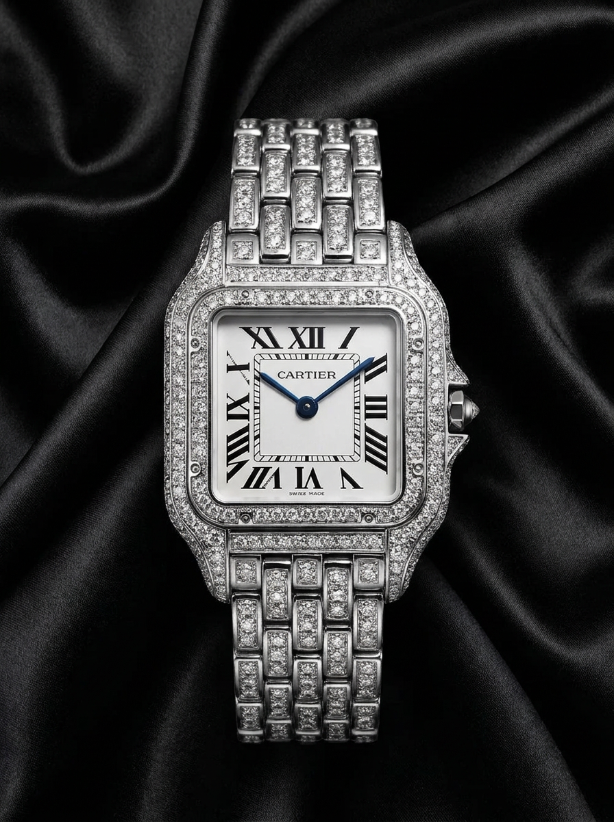Cartier Panthère Medium – Steel – Quartz Movement – Custom Diamond-Set