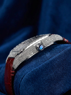 Cartier Santos Large – Steel – Custom Diamond-Set with Red Alligator Bracelet