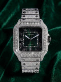Cartier Santos Large – Steel – Custom Diamond-Set with Green Dial