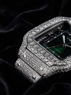 Cartier Santos Large – Steel – Custom Diamond-Set with Green Dial