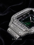 Cartier Santos Large – Steel – Custom Diamond-Set with Green Dial