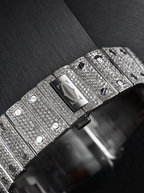 Cartier Santos Large – Fully Custom Diamond-Set with Arabic Dial – Blue Swords
