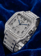Cartier Santos Large – Fully Custom Diamond-Set with Arabic Dial – Blue Swords