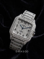 Cartier Santos Large – Fully Custom Diamond-Set with Arabic Dial – Blue Swords