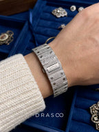 Cartier Santos Large – Fully Custom Diamond-Set with Arabic Dial – Blue Swords