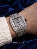 Cartier Santos Large – Fully Custom Diamond-Set with Arabic Dial – Blue Swords