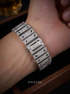 Cartier Santos Rainbow Skeleton – Steel – Custom Pavé Diamond-Set (VVS) – Blue-Steel Swords