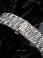 Cartier Santos Rainbow Skeleton – Steel – Custom Pavé Diamond-Set (VVS) – Blue-Steel Swords