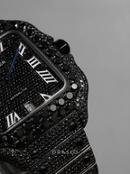 Cartier Santos Large – Custom Black Diamond PVD – Black Diamond Dial with Blue Swords