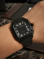 Cartier Santos Large – Custom Black Diamond PVD – Black Diamond Dial with Blue Swords