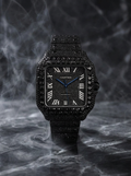 Cartier Santos Large – Custom Black Diamond PVD – Black Diamond Dial with Blue Swords