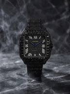 Cartier Santos Large – Custom Black Diamond PVD – Black Diamond Dial with Blue Swords